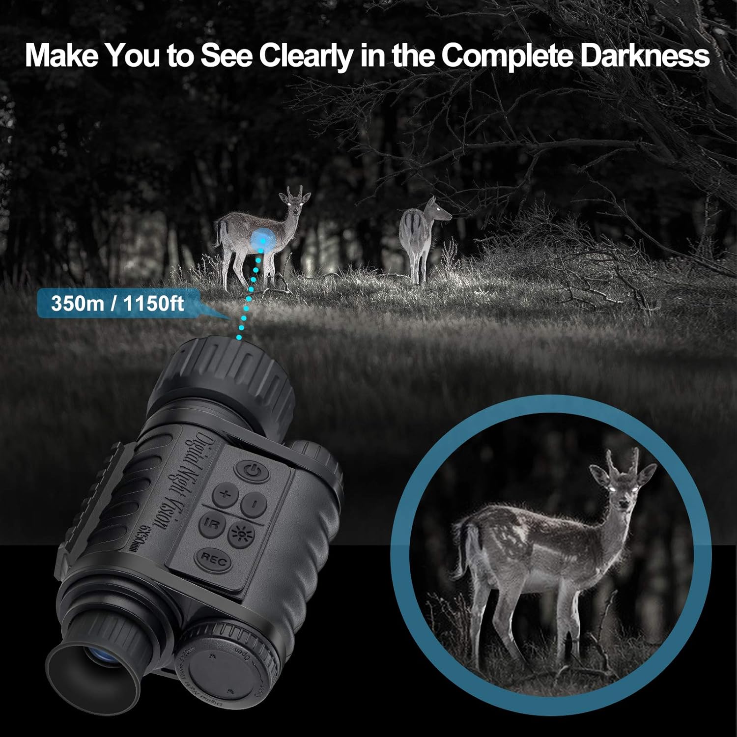 Black Friday Clearance Night Vision Monocular, HD Digital Infrared Camera Scope 6x50mm with 1.5 inch TFT LCD High Power Hunting Gear Takes 5mp Photo 720 Video up to 350m/1150ft Detection Distance