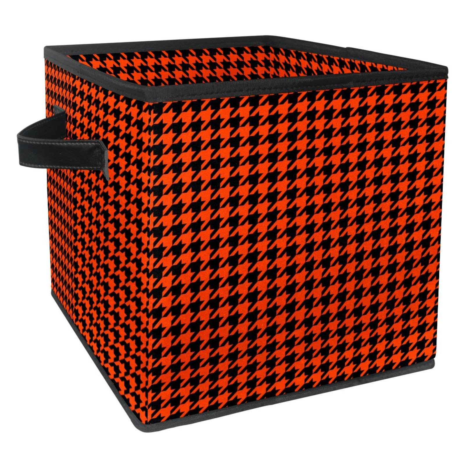 Boîte de rangement pliable anti-désordre cube en tissu pied-de-poule pour placard encombré