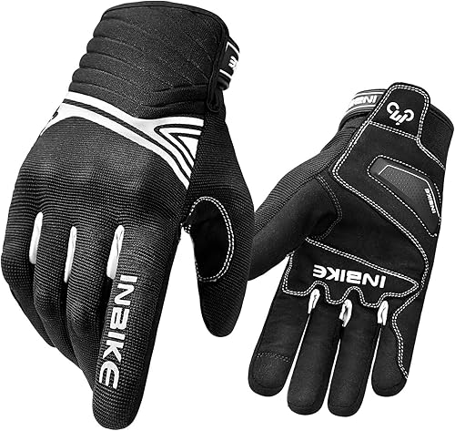 INBIKE - Guantes de invierno con forro polar térmico para motocicleta, resistentes al agua, con almohadilla acojinada en la palma de goma