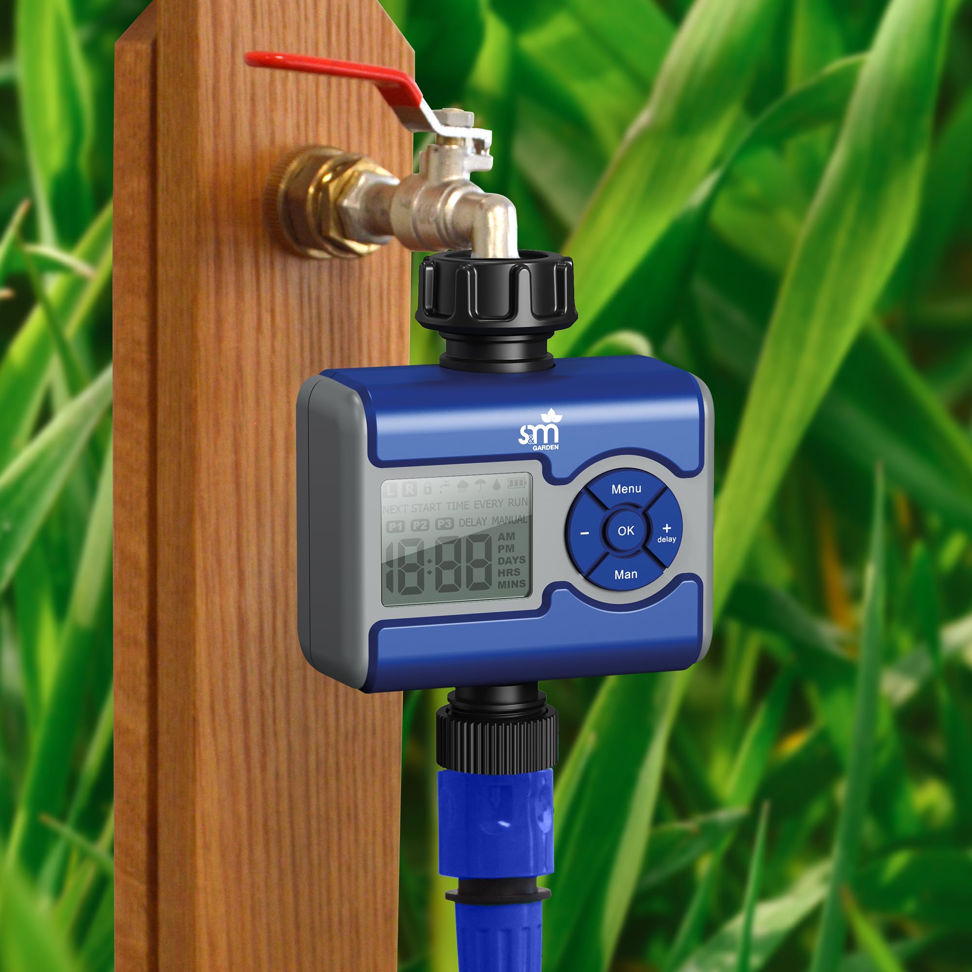 S&M 590047 Programador Digital de Grifo para Riego Automático Hembra-Macho 3/4“