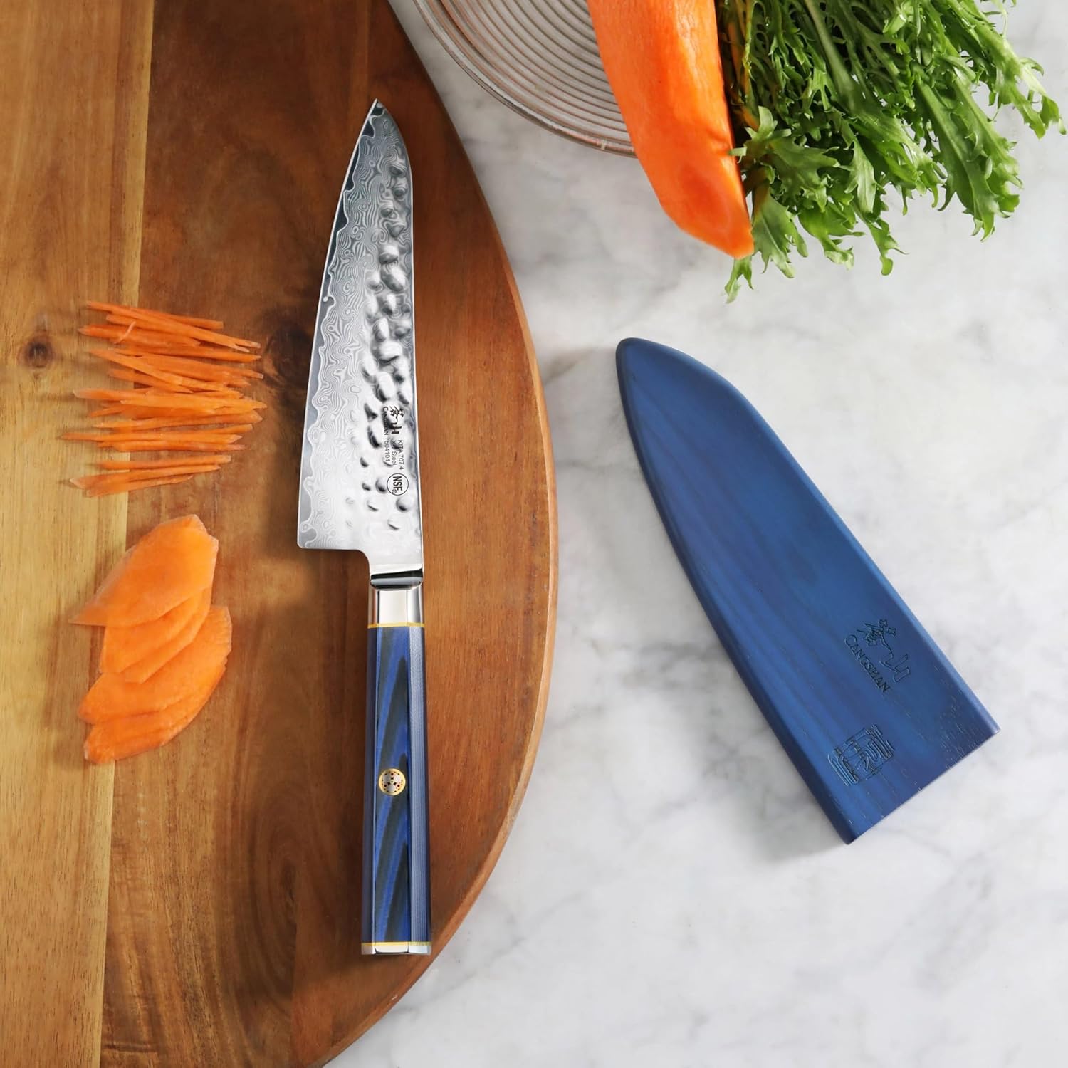 Cangshan KITA Series 5.5-Inch Prep Utility Knife with Sheath, X-7 Damascus Steel, 504104