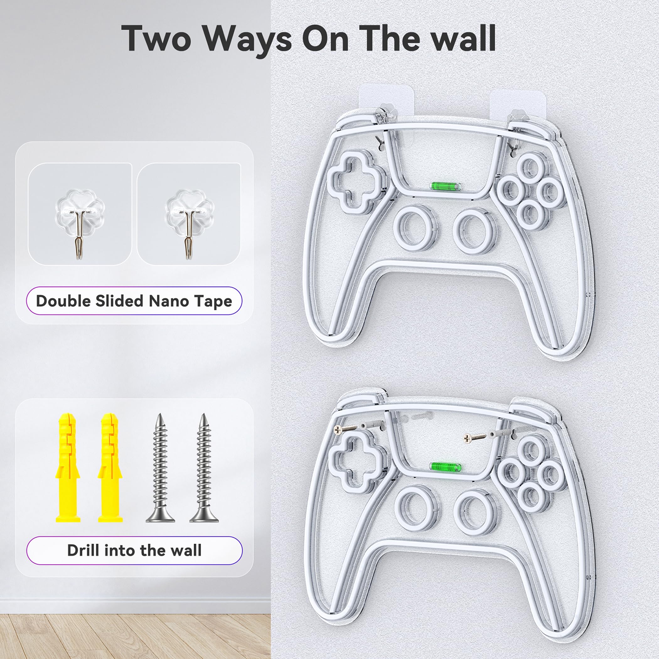 Neon LED Gaming Manette, Gamer Deco Gaming Chambre Mural Néon, Game Room Décoration Neon Ado, Accessoire Game Zone Enseigne Lumineuse Cadeau, Connexion USB avec Variateur de Luminosité