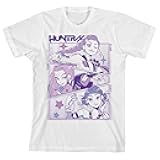 Kpop Demon Hunters Panel Art Huntrix Youth White Crew Neck Short Sleeve T-Shirt