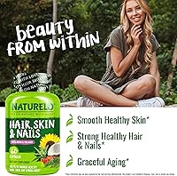 Vista 4 de NATURELO Vitaminas para el cabello, la piel y las uñas, 5000 mcg de biotina, colágeno, vitamina E natural, suplemento para piel sana, crecimiento