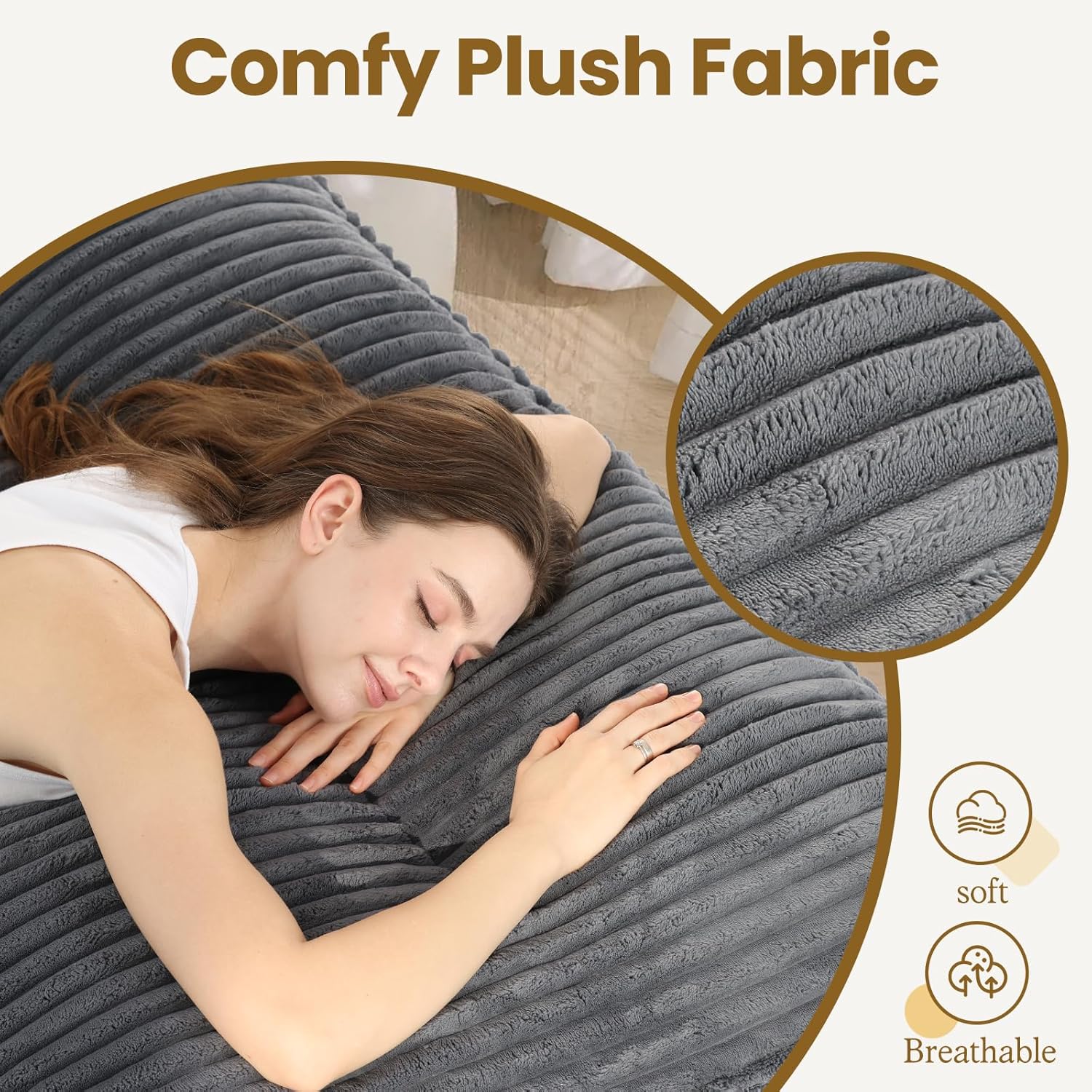 10" Futon Mattress Full Size, Ultra Thick Futons Sofa Couch Bed Sleeper Sofa Bed, Versatile Floor Futons Japanese Floor Mattress for Adults, Grey (Frame Not Included)