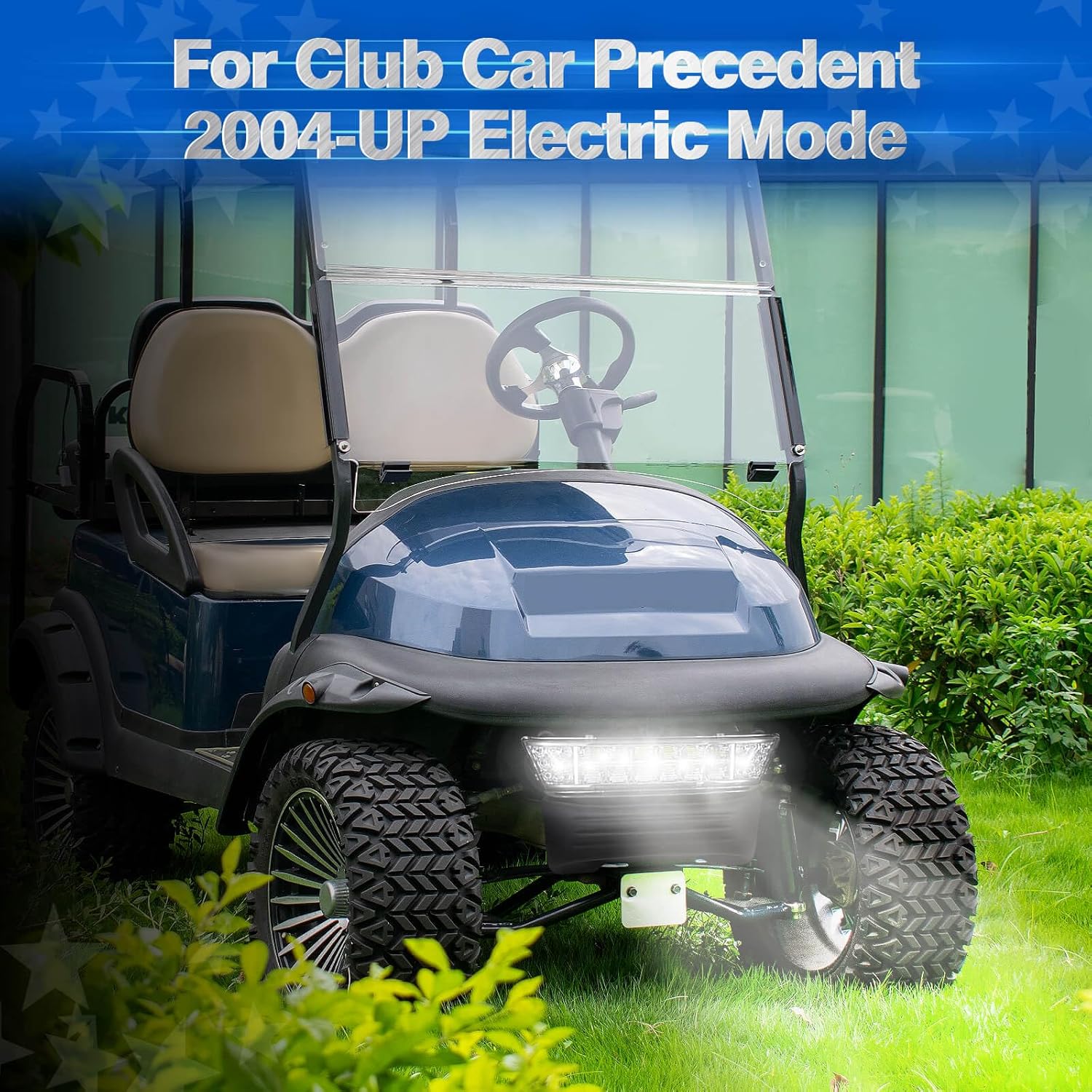 NOKINS Club Car Precedent Light Kit with Bumper for Club Car Precedent 2004-UP Electric Gas Golf Cart - 12V LED Headlight & Turn Signal Light(Fit #102524800/1025248-01) (Single Front Light)