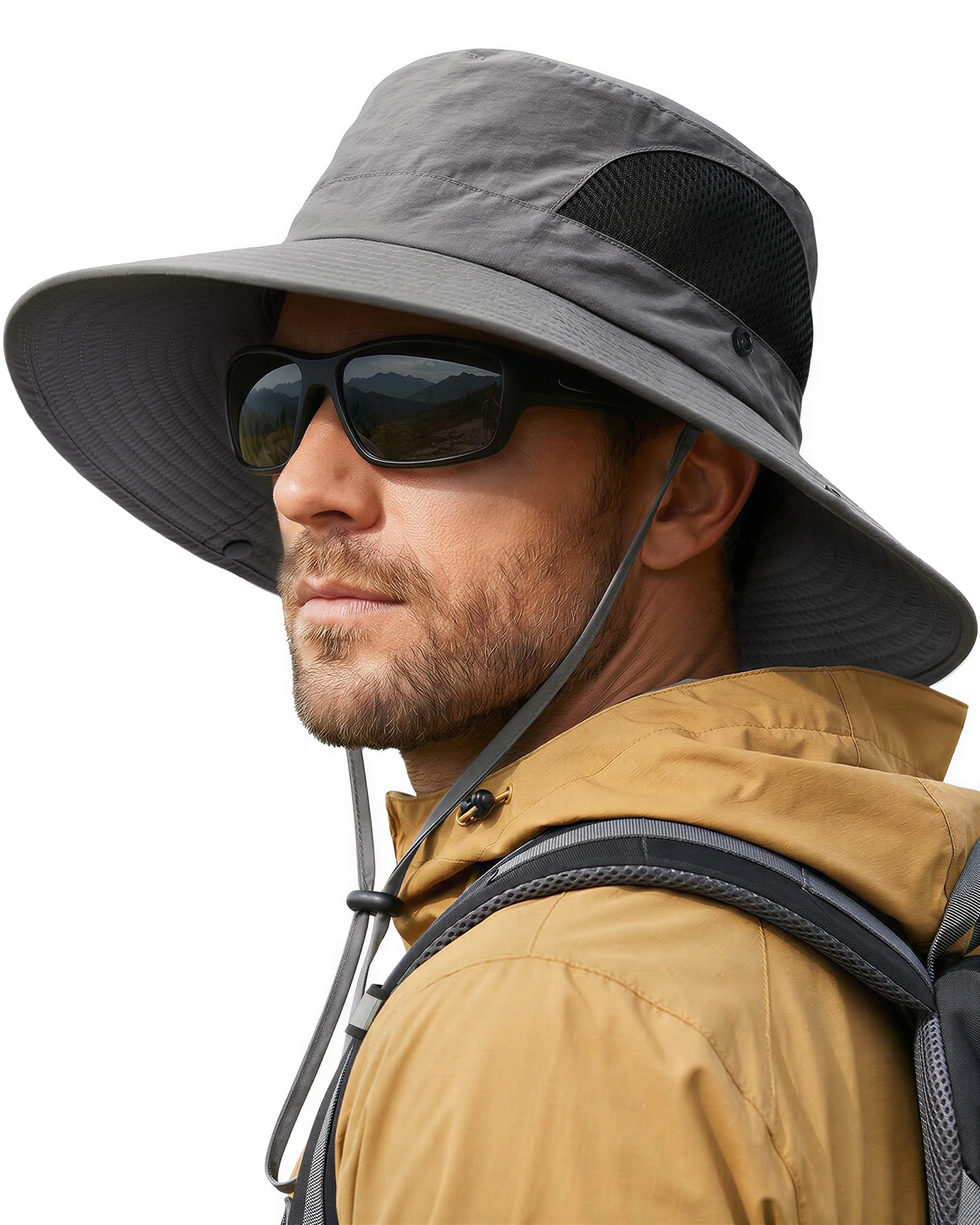 Sun Hats for Men Women UV Sun Protection Waterproof Wide Brim Bucket Hat — image 1