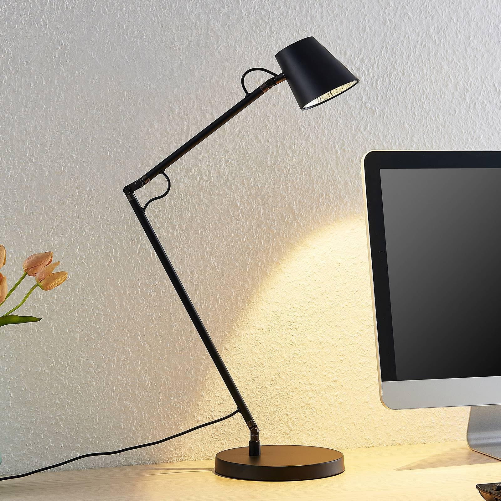 Lucande LED Tischlampe Tarris dimmbar (Modern) in Schwarz aus Metall (1 flammig,) - Tischleuchte Schreibtischlampe Nachttischlampe Arbeitszimmerleuchte