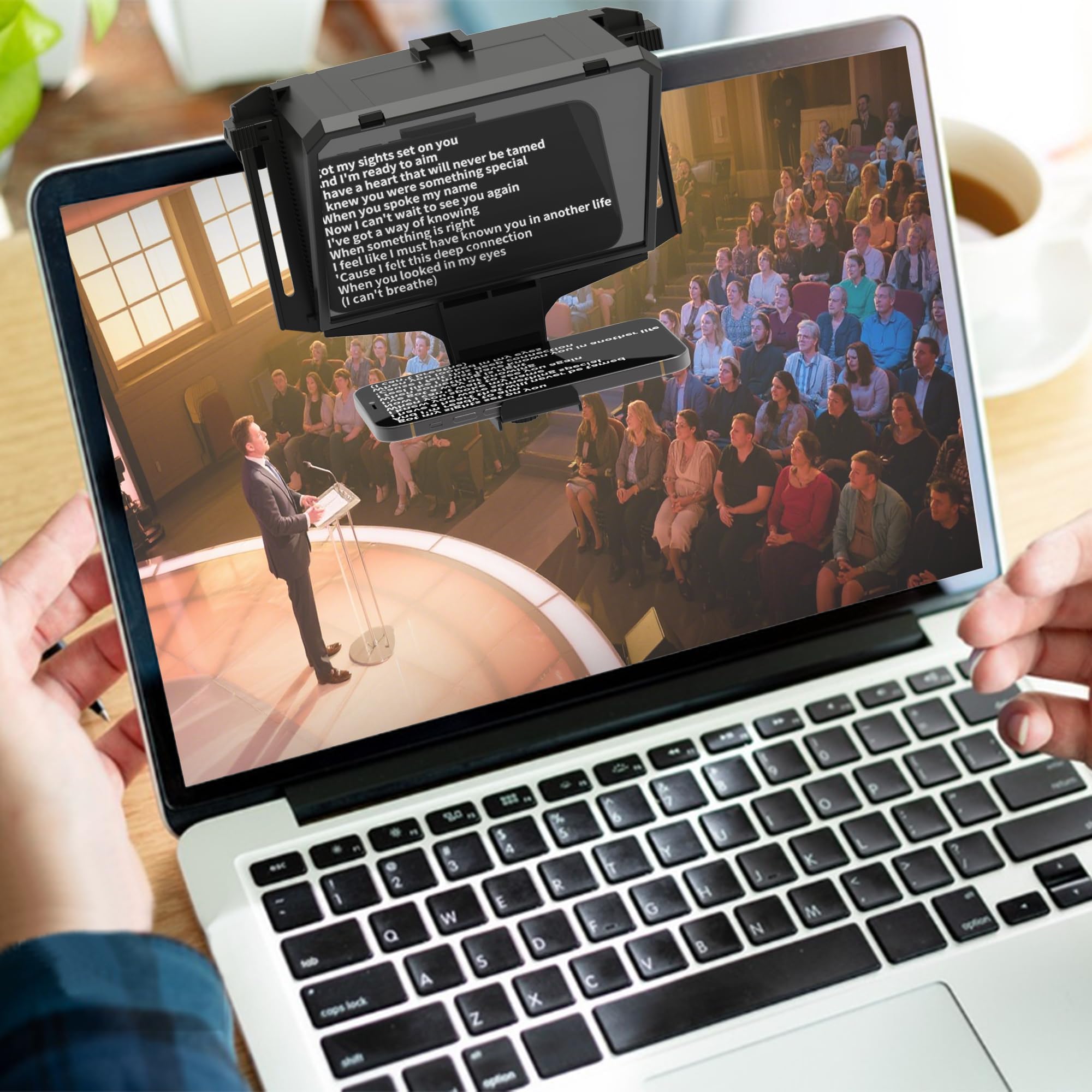 Tragbarer Teleprompter 7,7 Zoll 3-in-1 Handheld Desktop Monitor HD 70/30 Beam Splitter Glas Fernbedienung kompatibel iOS Android