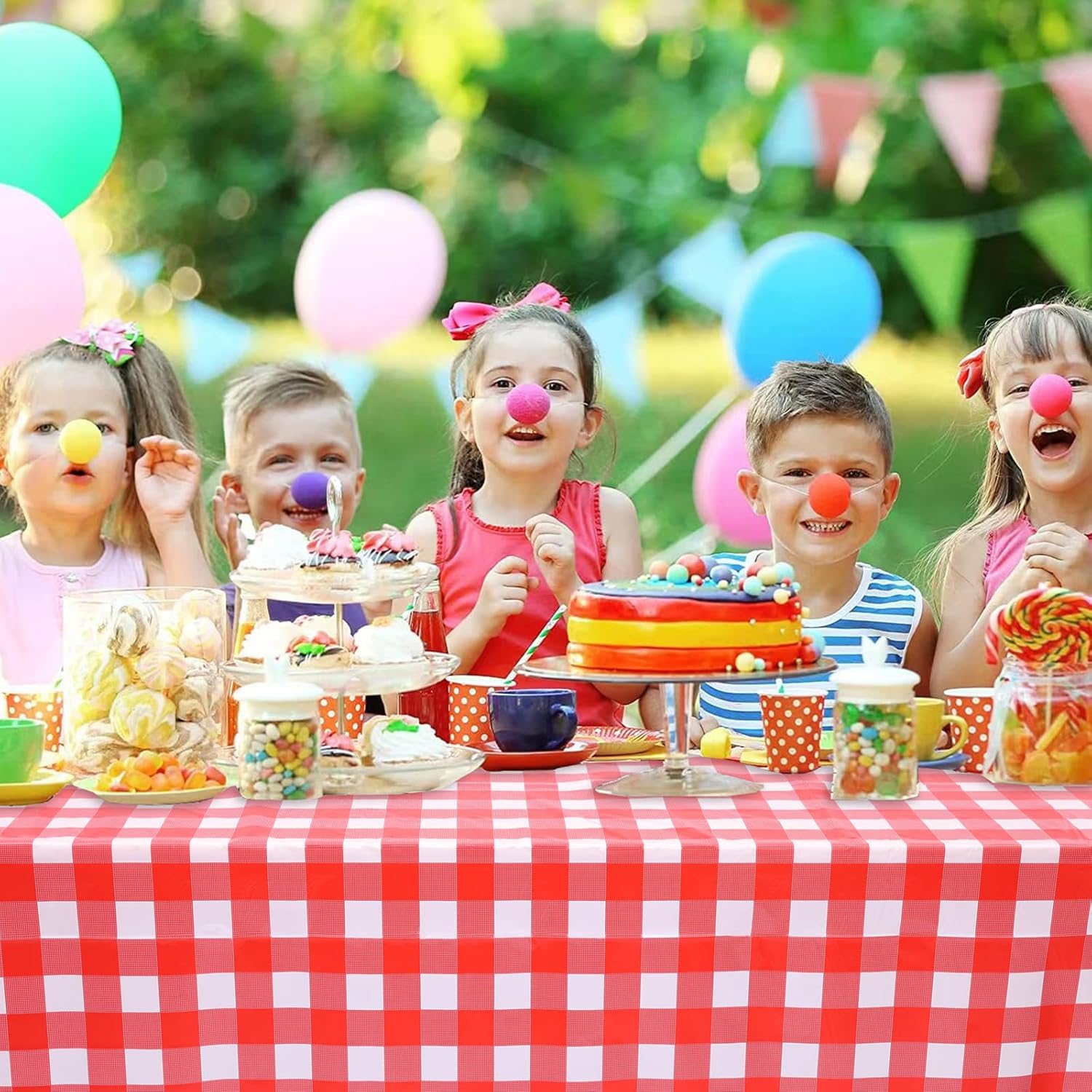 Kesfey Red Gingham Plastic Tablecloth Roll 54 inch X 120ft Red Checkered Disposable Plastic Table Cover Rolls with Easy Slide Self Cutter Box- Cut to Any Size Disposable Tablecloth for Picnic Party - Image 7