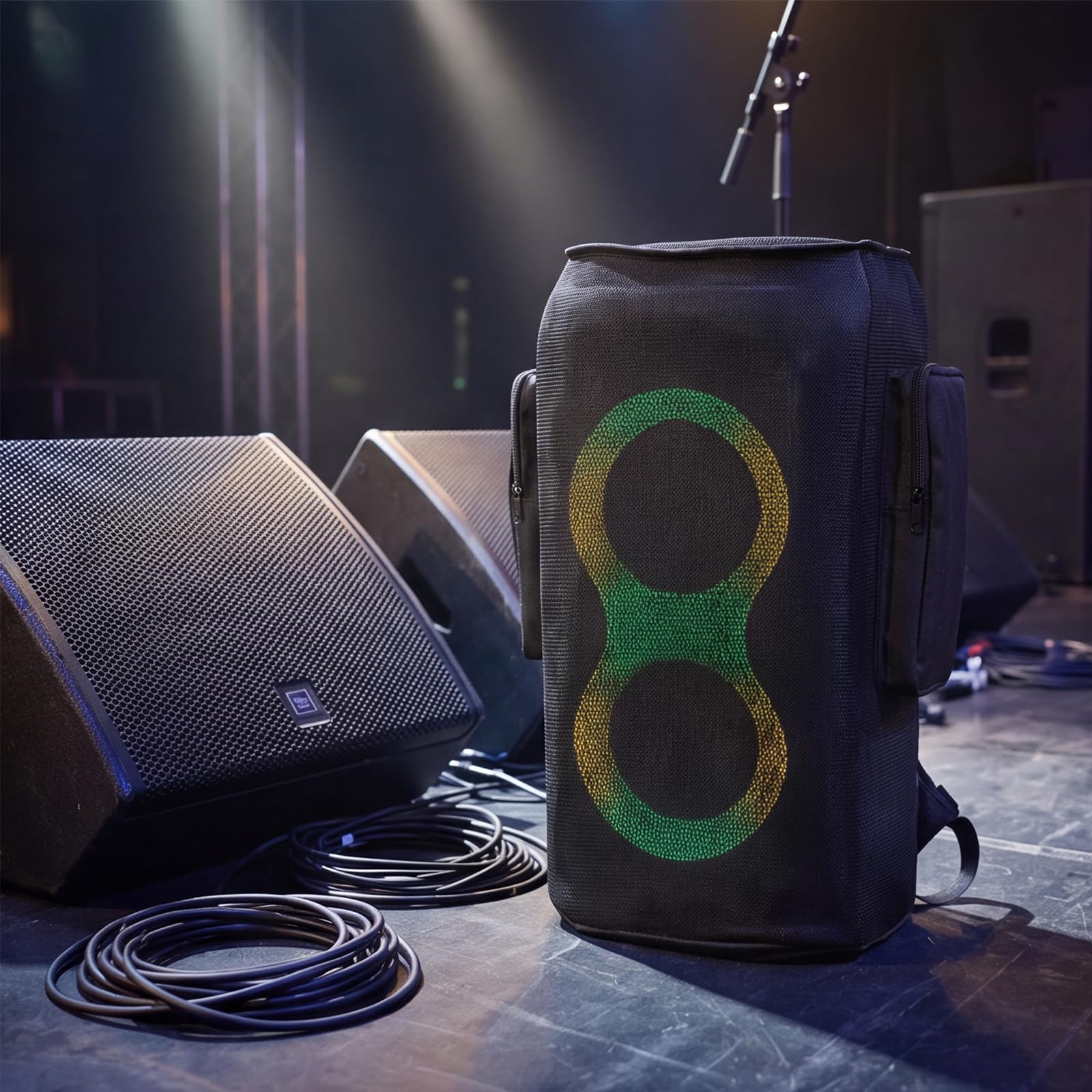 Borse di protezione per altoparlanti in set da 2, compatibili con JL PARTYBOX 110/120, con tasca per microfono e accessori, design con zip multi-finestra