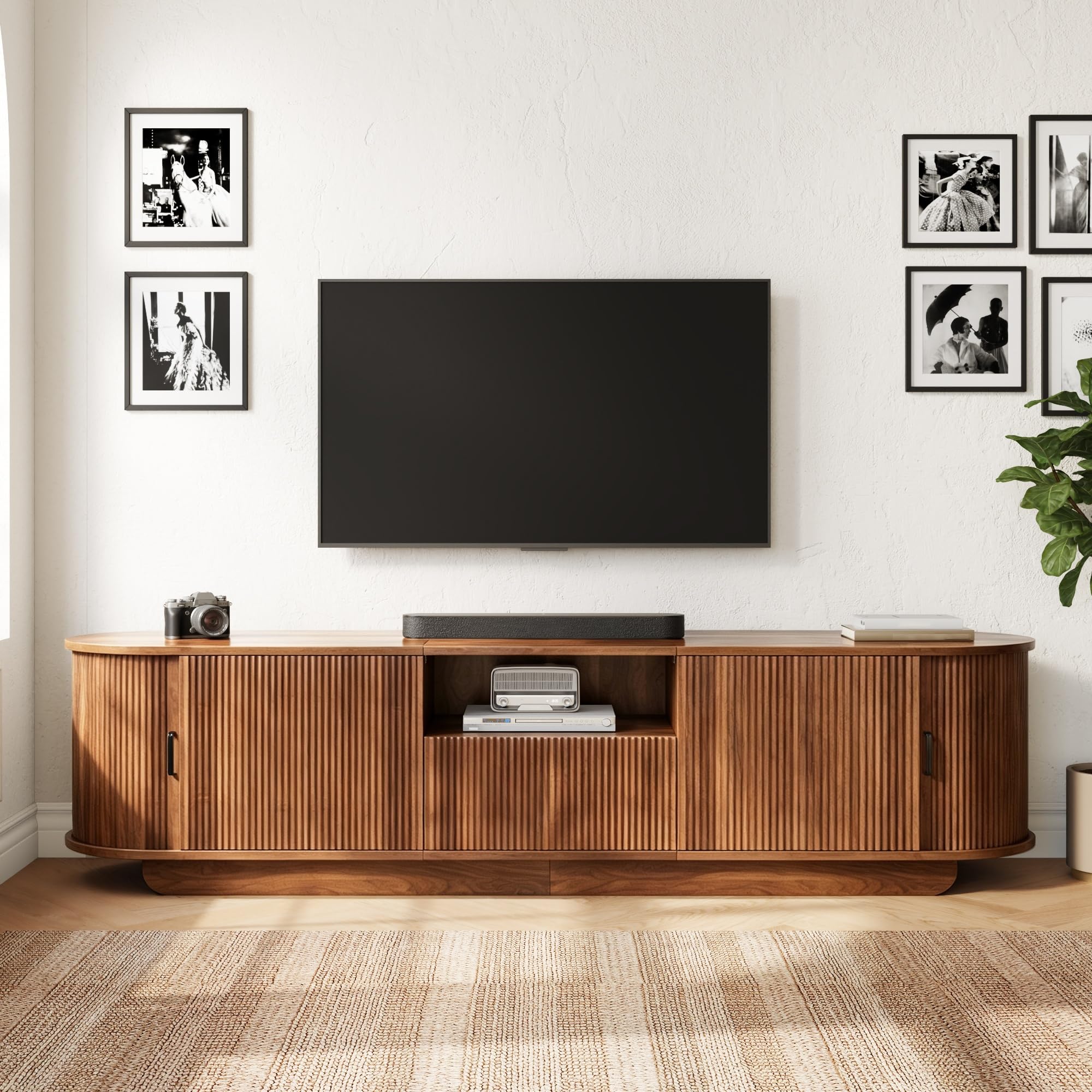 Console TV multimediale galleggiante, 180 x 40 x 50 cm, struttura ondulata