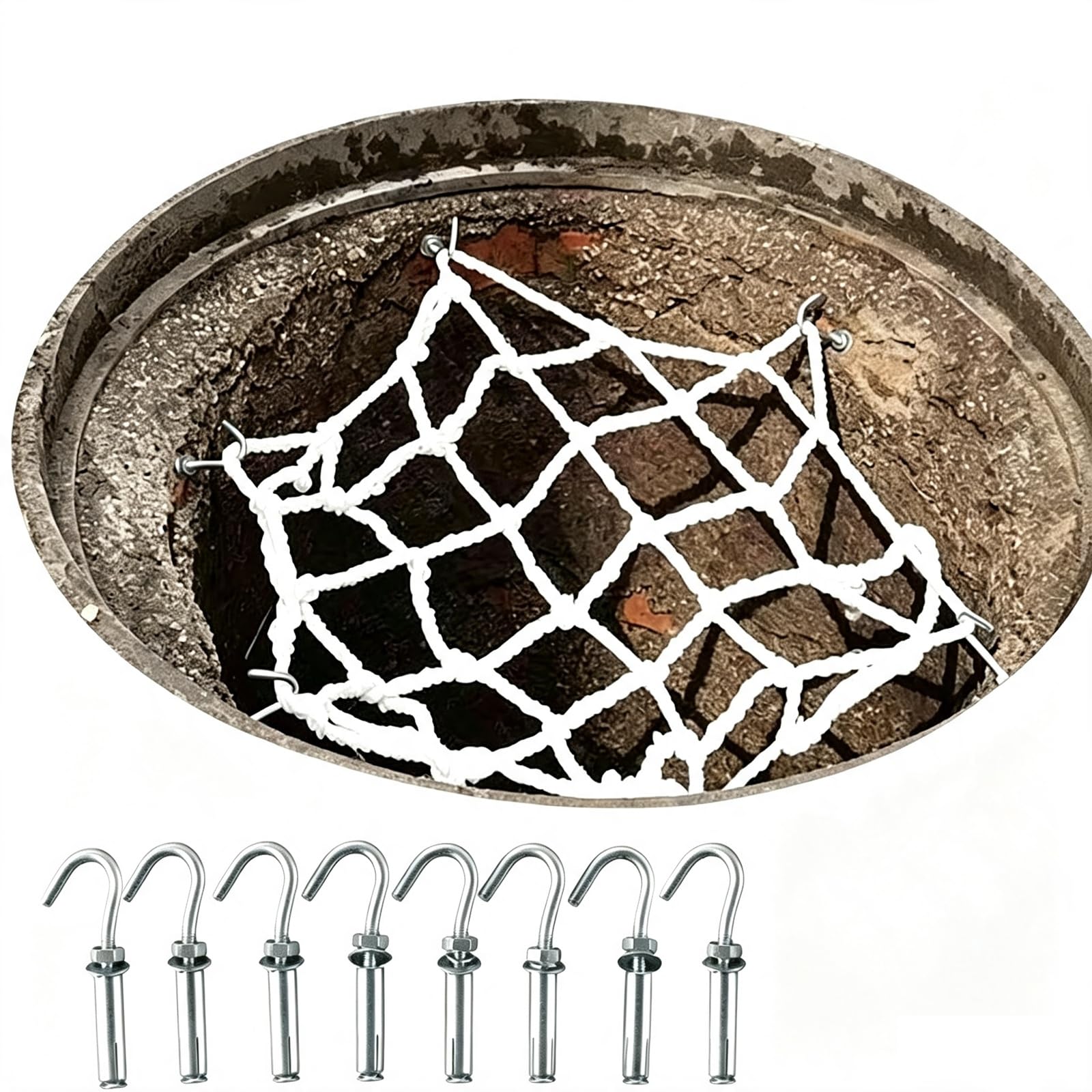 Schacht Absturznetz Absturzsicherungsnetz Schacht/Kanaldeckel Sicherheitsnetz | Stabiler Schacht Schutznetz Für Straßenbau(Dia-100cm/39.4inch)