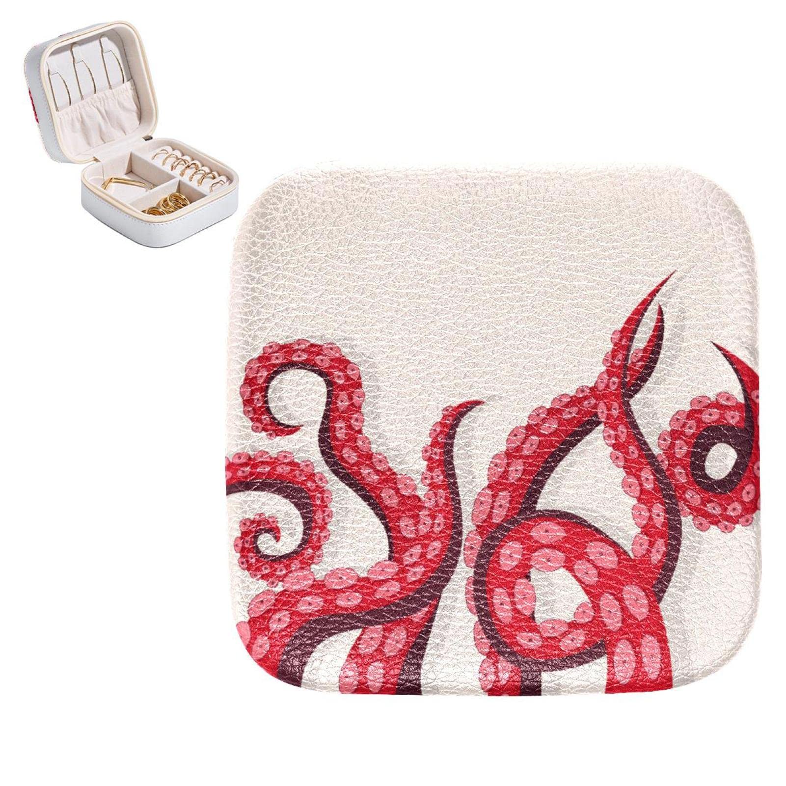 Boîte à bijoux pieuvre rouge petite taille anti rayures