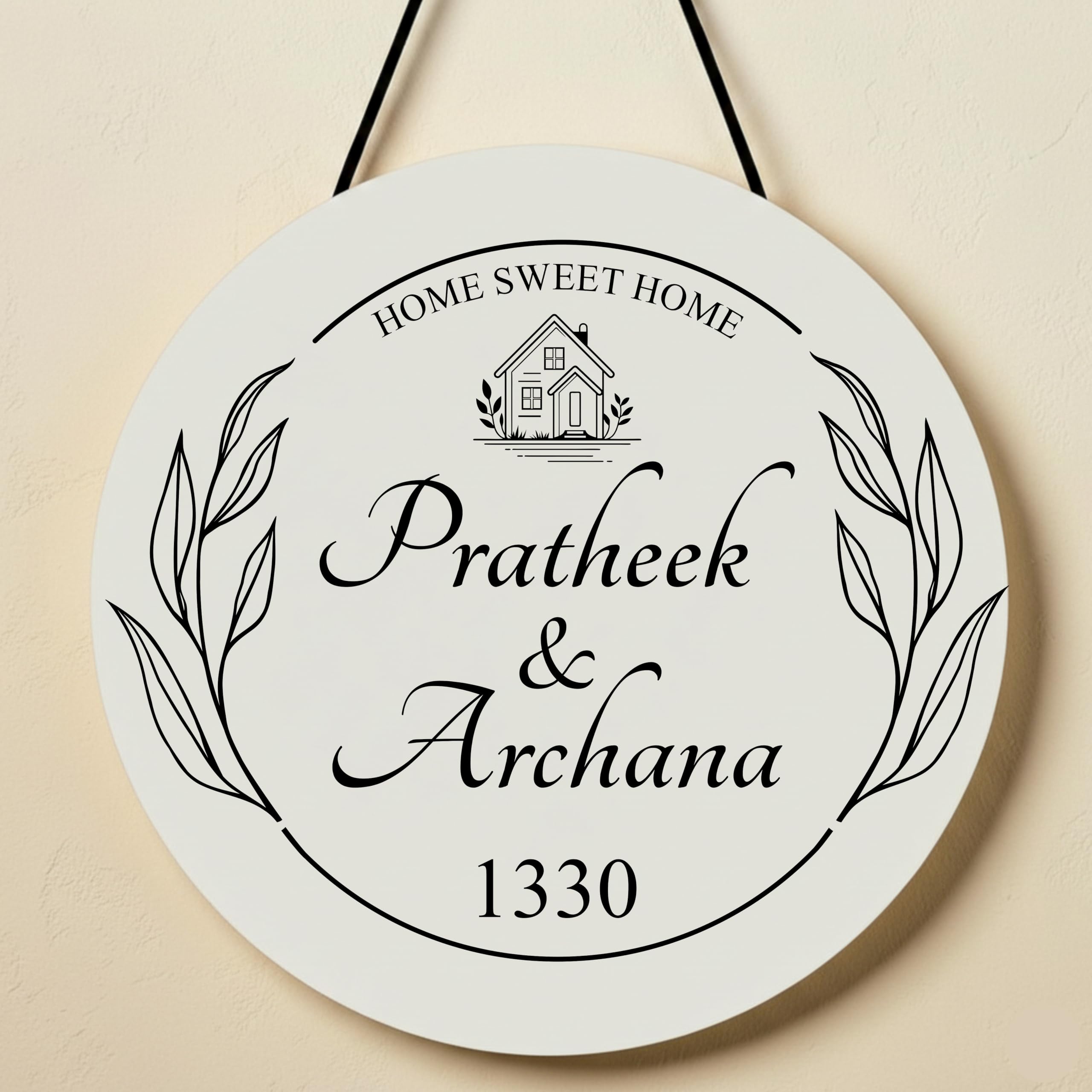 Precious Arts "Personalized Door Name Plate - Custom Engraved Wood Sign for Home or Office - Elegant and Unique Housewarming Gift" 10x10 Inch (C)-image-47