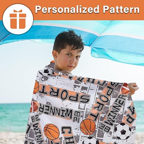 Miniatura 7 de QQP Toallas y bolsa de playa de microfibra para niños, 60 x 30 pulgadas, ligeras, sin arena, de secado rápido, para niños, bonitos patrones de doble