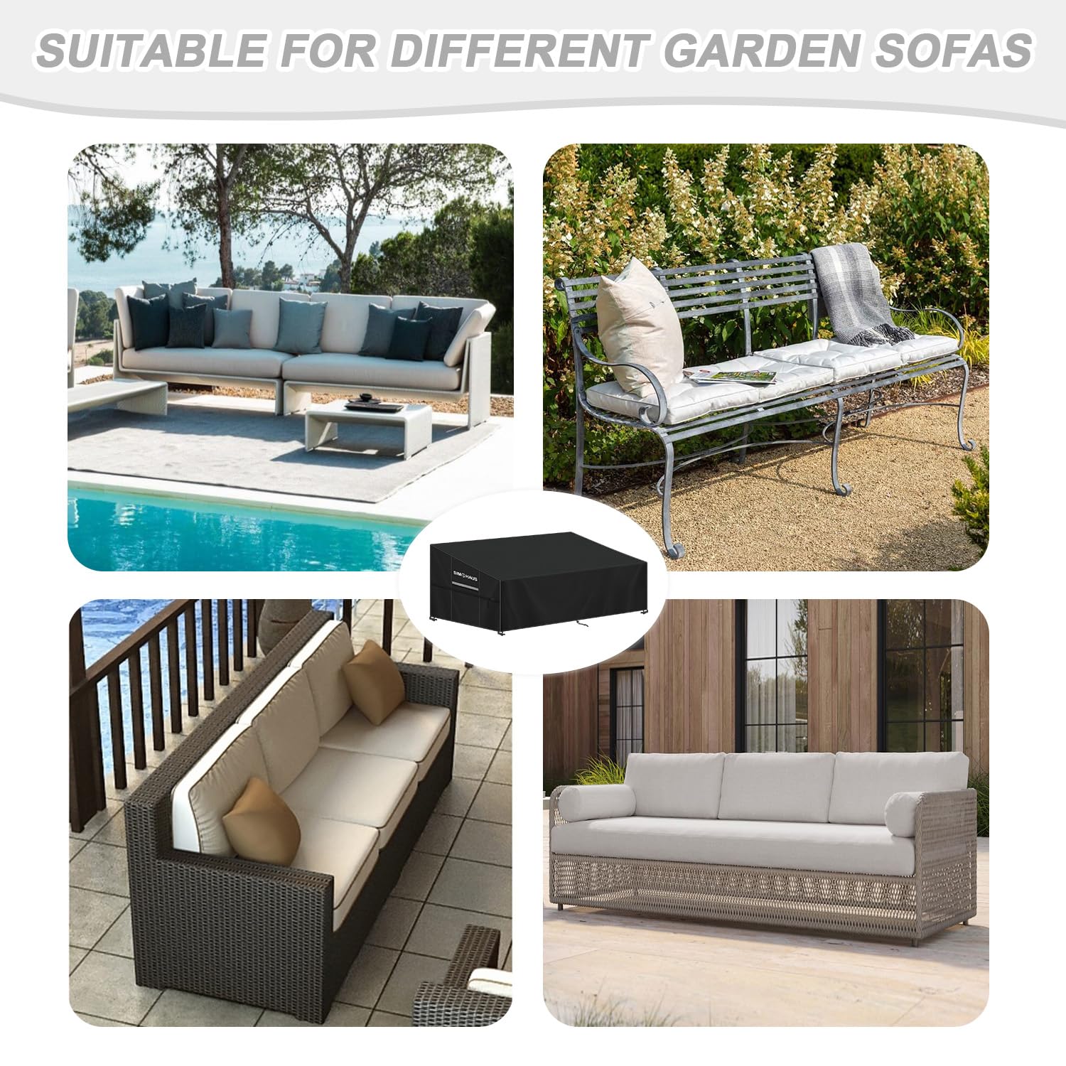 Copertura Per Divano Da Esterno 3 Posti - Impermeabile, Antivento, Tessuto Oxford 420D, 205x85x81/61 Cm