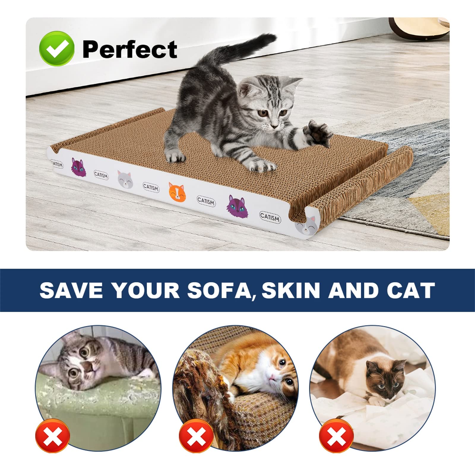 Tiragraffi per gatti CATISM Triangolo Cat Scratcher Cartone pieghevole, casa per gatti riciclabile, cartone graffiante per gatti, tunnel giocattolo CAI