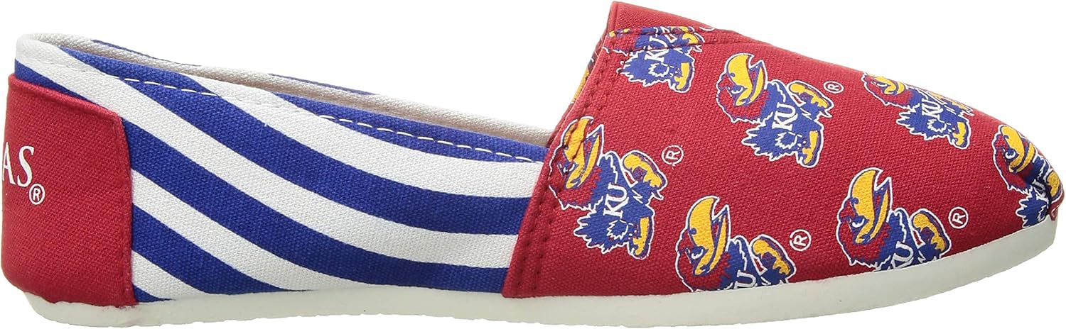FOCO Kansas Jayhawks NCAA Womens Stripe Canvas Shoes - XL