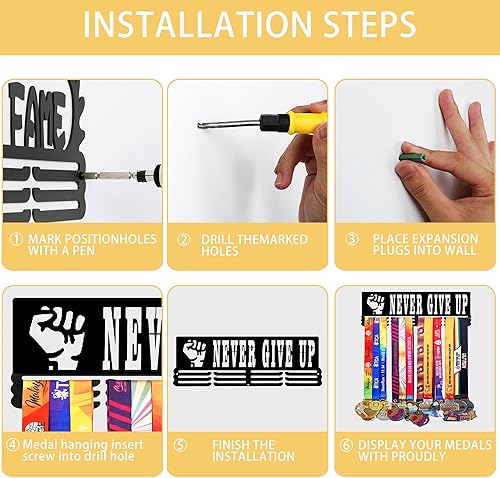 Vista 64 de Goutoports Estante de exhibición para colgar medallas, organizador personalizado de cinta de premios para corredores de carreras deportivas, placas