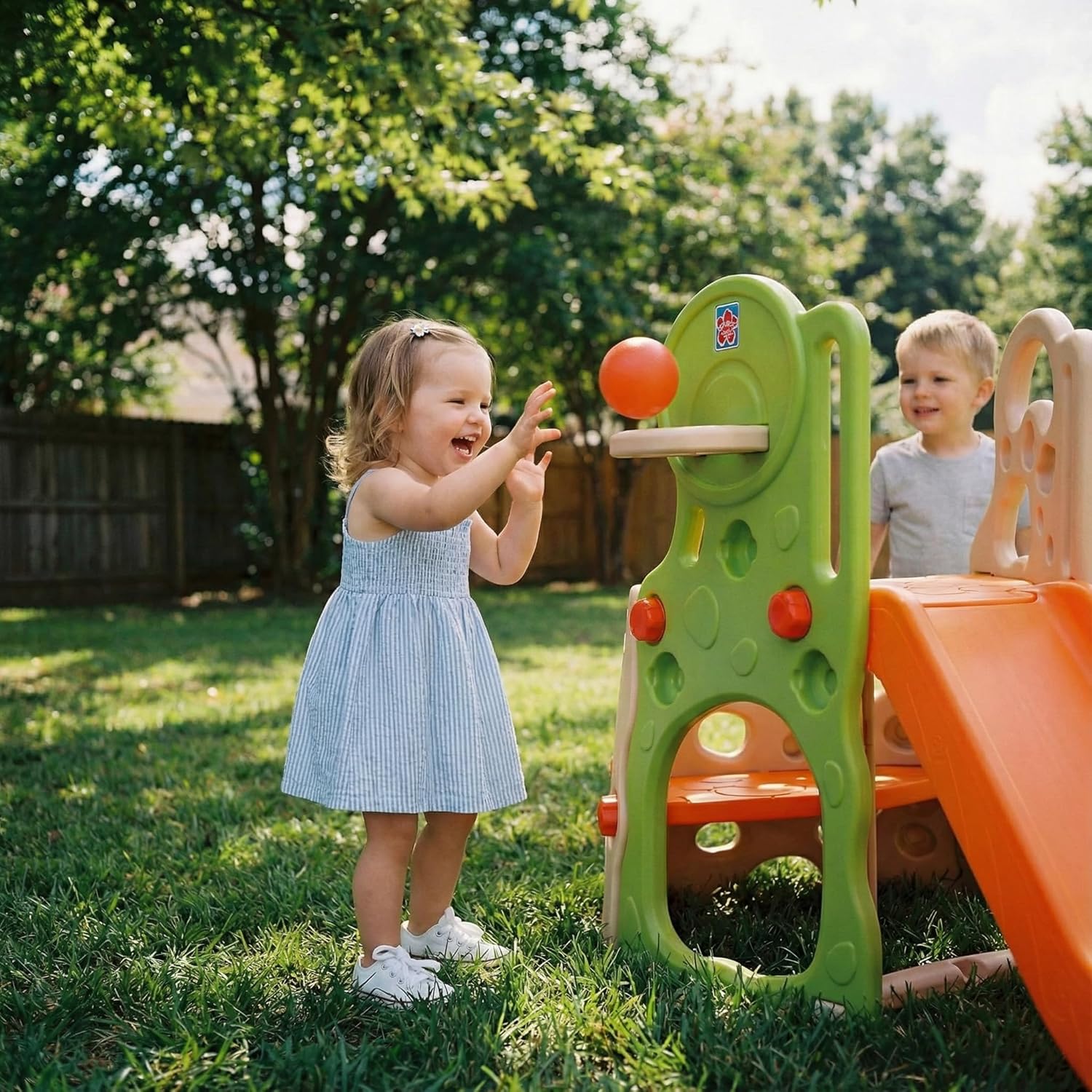 Grow'n Up Lil Adventurers Climber and Play Slide Multi-Play Set with Slide Basketball Hoop Climbing & Crawling Activities 3 Plastic Balls UV-Protected Plastic Indoor/Outdoor Fun for Ages 1.5-4 Years