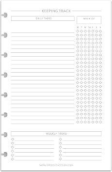 BetterNote Keeping Track Refill Pages for Discbound Notebook, Habit Tracker, Fits Disc TUL, Daily Weekly To Do, Happy Planner, ARC, Levenger Circa, Talia Classic- 6 month, 8-Disc, 5.5"x8.5"