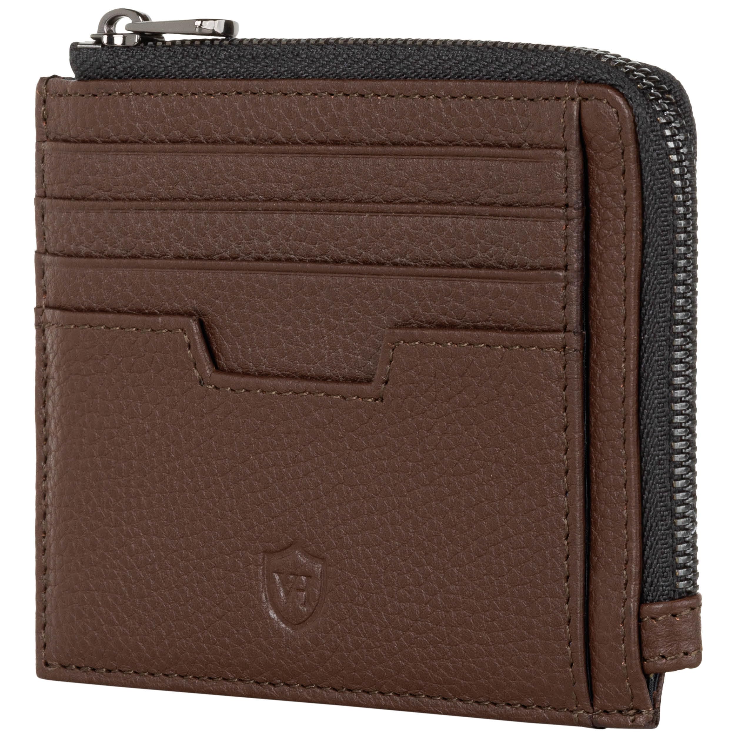 VON HEESEN Leder Kartenetui Geldbörse Herren & Damen Kreditkartenetui (Medium, Dunkelbraun)