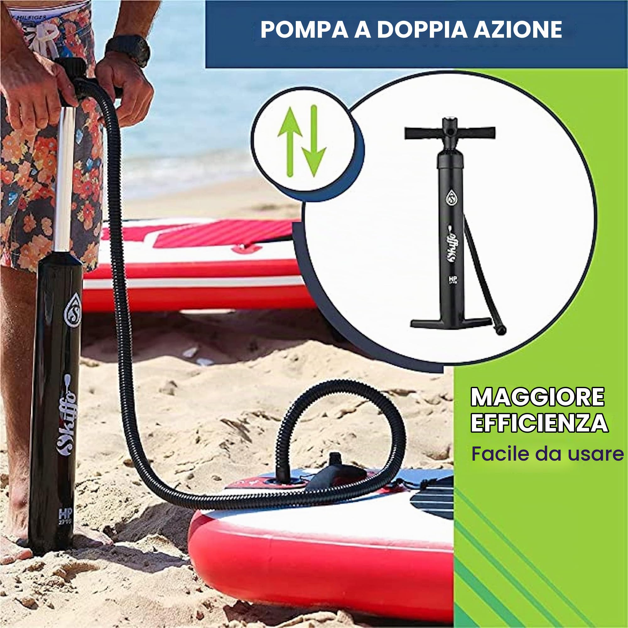 Skiffo – SUP Stand Up Paddle Gonfiabile Sun Cruise 10'2 – PB-SSC102C – Tavola Gonfiabile Dropstitch doppio strato Fusionato con Pack Pagaia, Leash, Pompa e Borsa di Trasporto – 284L – 310 x 84 x 15 cm