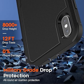for iPhone XS Case,iPhone X Case, [10 FT Military Grade Drop Protection] [Non-Slip] [2 pcs TPE HD Screen Protector] Heavy Duty Full-Body Shockproof Case for iPhone XS/iPhone X 5.8“-Black