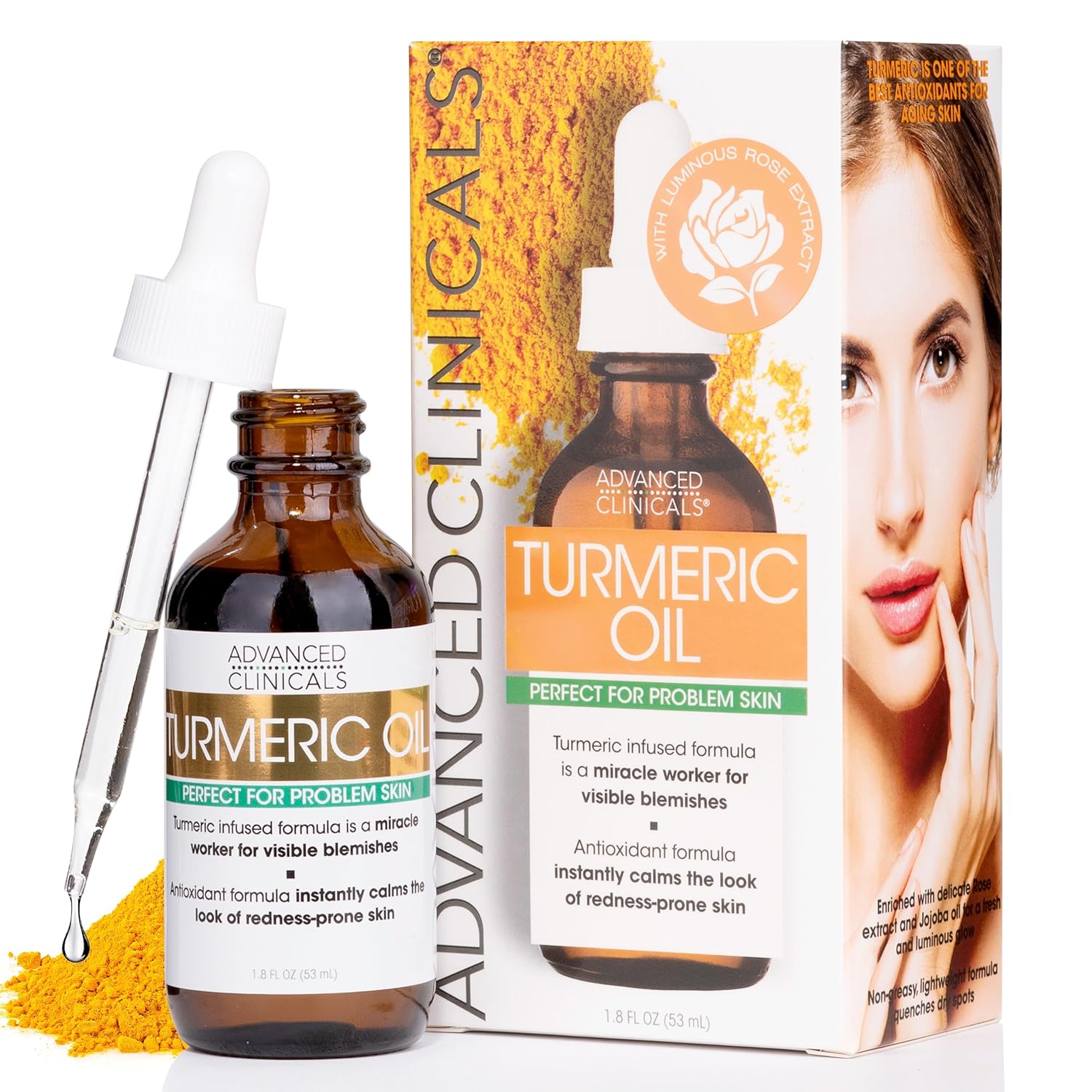 Advanced Clinicals Turmeric Oil Facial Skin Care Serum For Face. Antioxidant Moisturizer Skincare Formula W/Rose Extract & Jojoba Oil For Dry Skin, Redness, & Skin Blemishes, 1.8 Fl Oz Advanced Clinicals Turmeric Oil Facial Skin Care Serum For Face. Antioxidant Moisturizer Skincare Formula W/Rose Extract & Jojoba Oil For Dry Skin, Redness, & Skin Blemishes, 1.8 Fl Oz