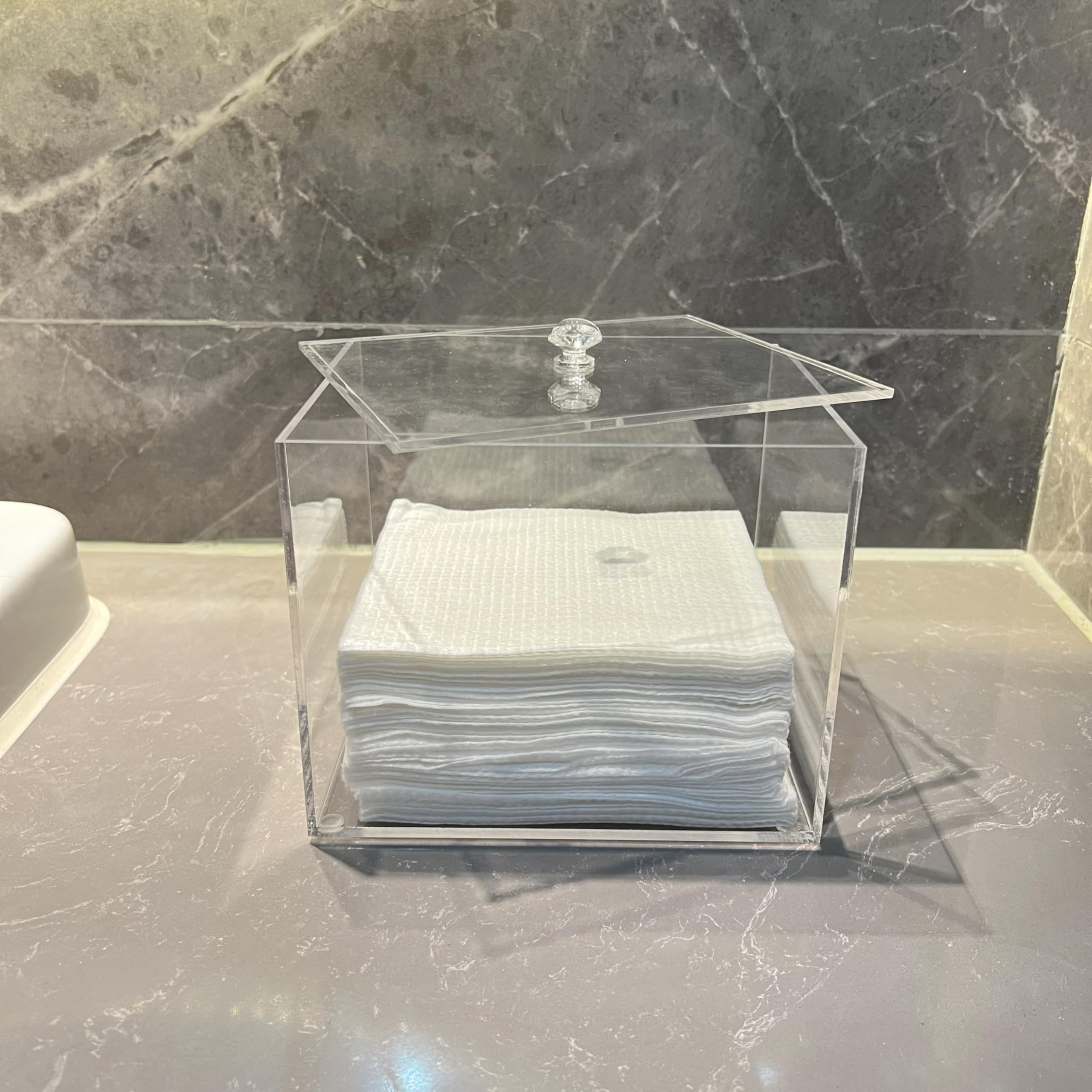 JHJFRAWY Disposable Face Towels Holder for Clean Skin Club, Acrylic Container Box, Bathroom Storage, Organizer (Towels Not Included)