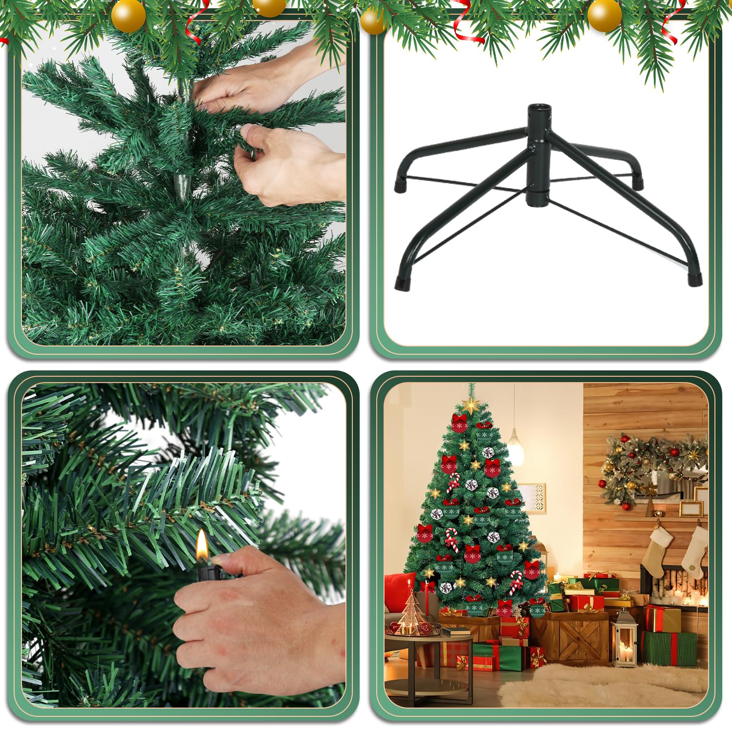 Albero Di Natale Artificiale 180 Cm Innevato - 1000 Rami, Pigne E Bacche, Supporto Metallico - Foto 14