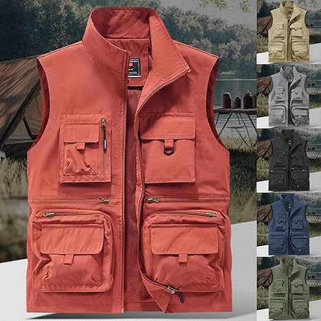 Gilet Da Pesca Uomo Multi-Tasca - Giubbotto Senza Maniche Traspirante Per Outdoor Caccia Campeggio - Foto 5