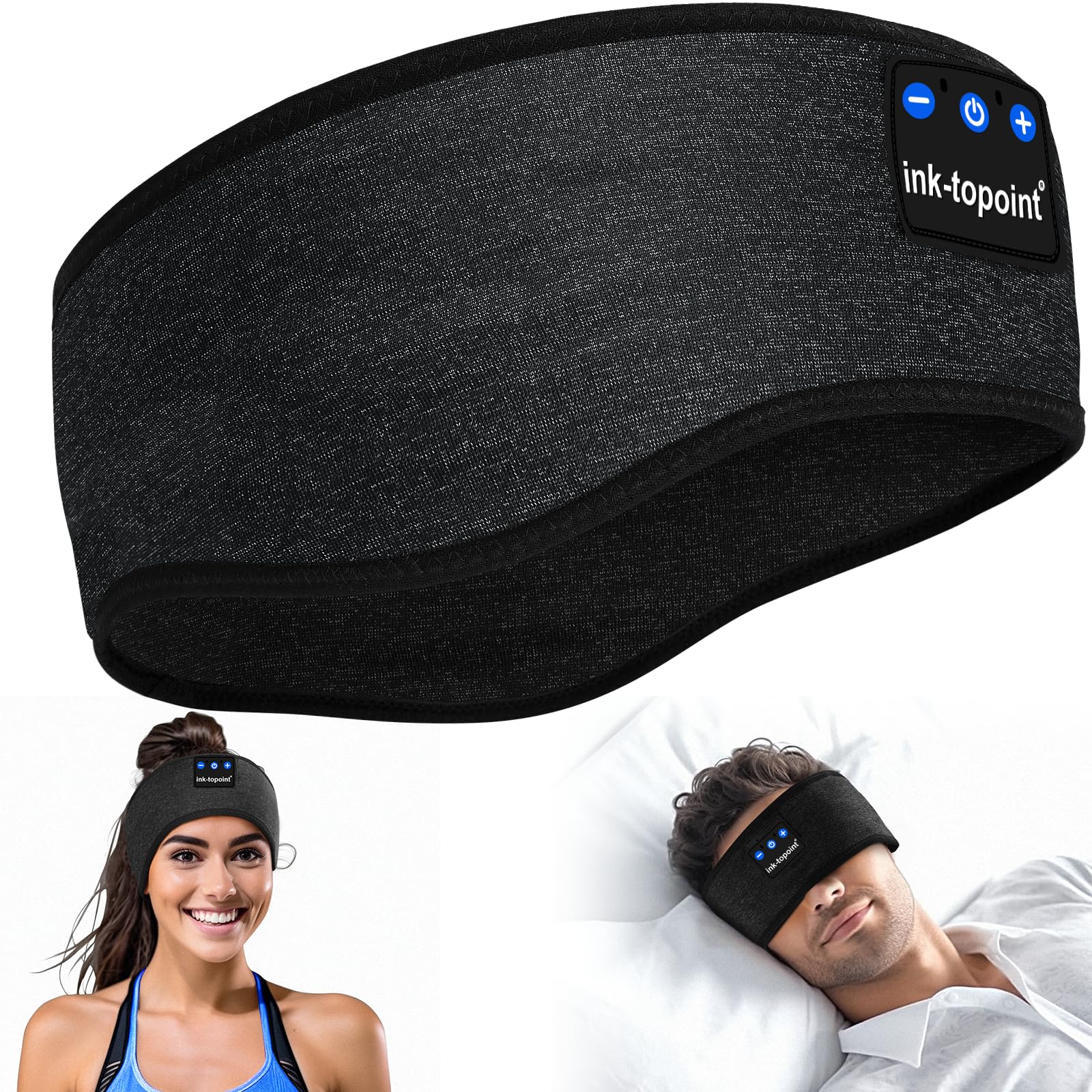 ink-topoint Sleep Headphones Bluetooth Headphones with 14 Hrs Long Playing Time, Soft Headphones for Sleeping & Sport,Speaker Sleep Gadgets for Men Women Running Relax