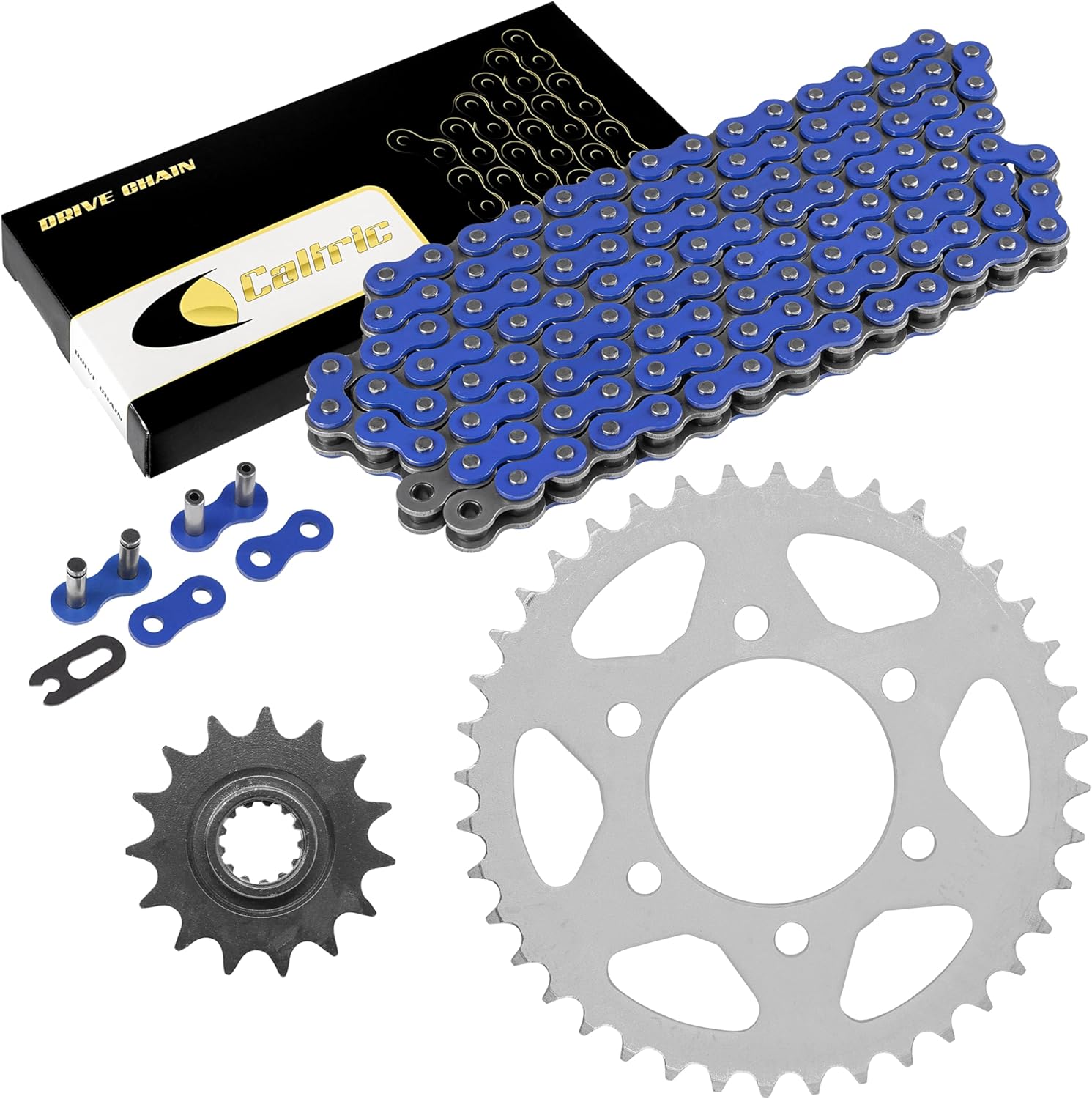 Caltric Blue Drive Chain And Sprocket Kit Compatible with Kawasaki Ninja Zx-6R Zx600 1998-2002