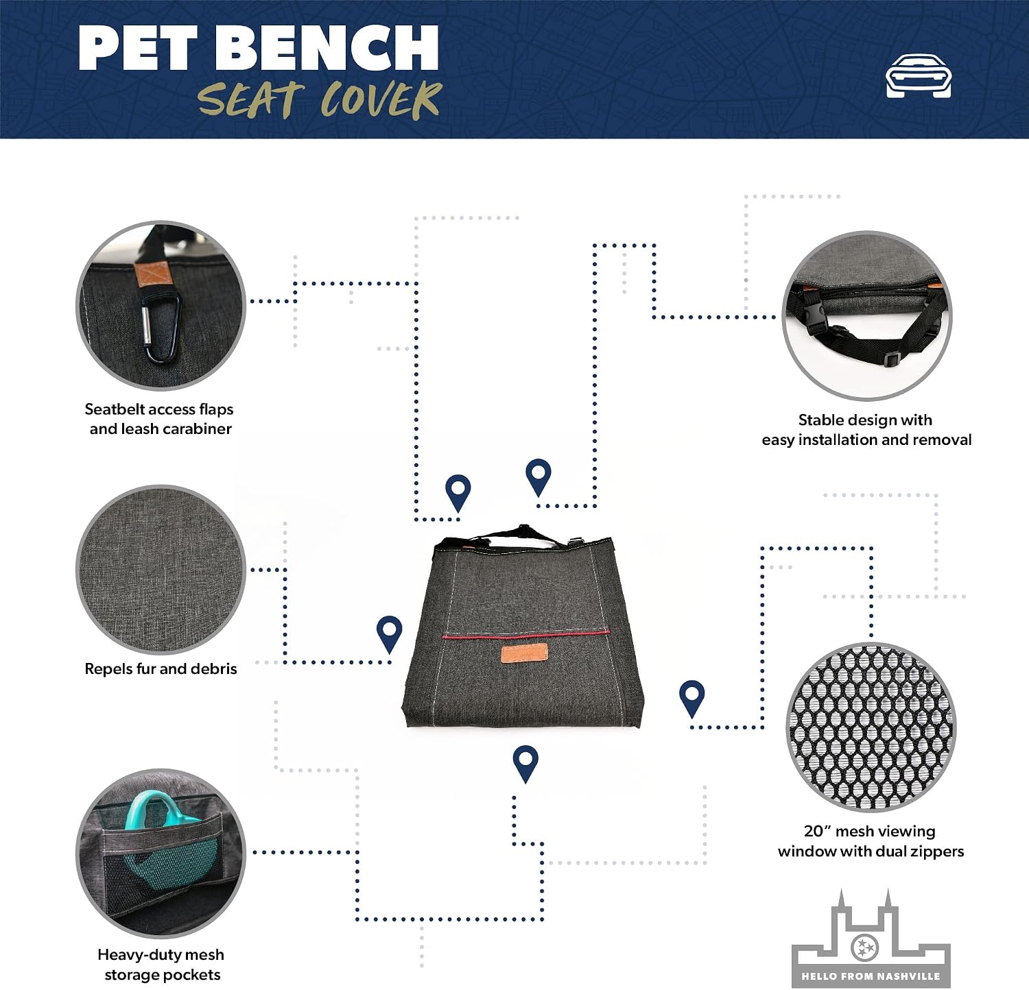 URBANTRANSIT Pet Seat Cover for Your Back Seat and Durable Dog Car Hammock, Protects Your Car's Interior from Pets, Children & Spills - Measures 53" X 41.5" to Fit Most Vehicles image 2
