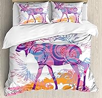 Vista 220 de Ambesonne Juego de funda de edredón de baloncesto, silueta de jugador de baloncesto, promoción de campeonato de competencia de atleta, juego de ropa