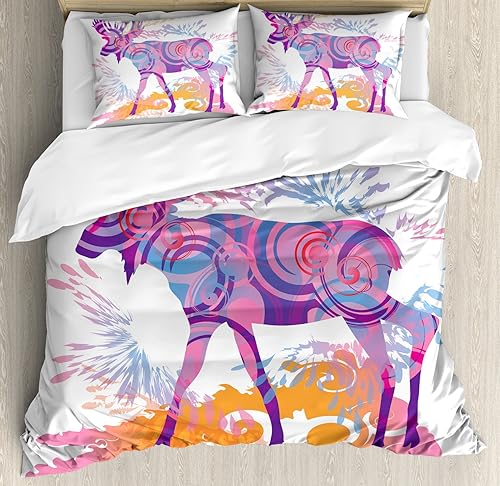 Miniatura 220 de Ambesonne Juego de funda de edredón de baloncesto, silueta de jugador de baloncesto, promoción de campeonato de competencia de atleta, juego de ropa