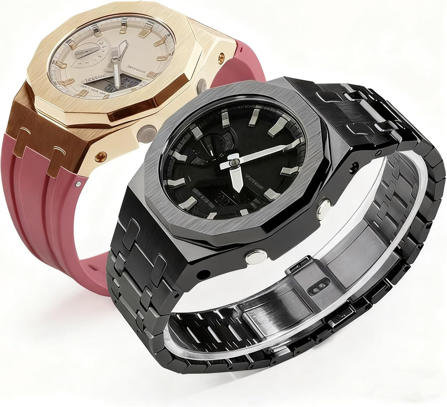 [JUSUTEK] 新登場 GA2100対応 十二角形カスタムパーツ、腕時計バンド+ケース一体，GA2100 / GA2110 /