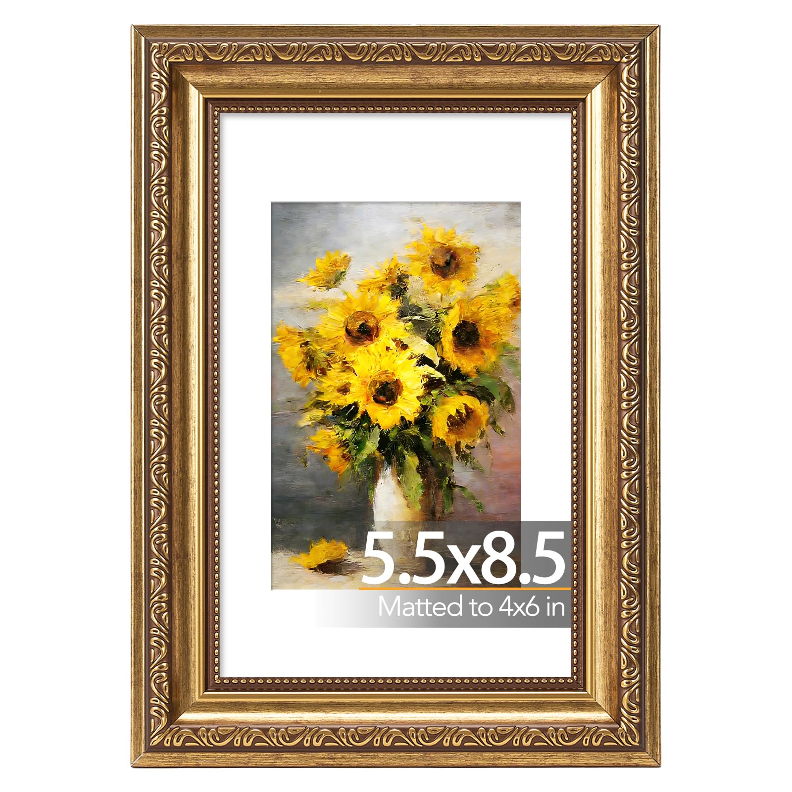 Photo 1 of JCJMY 5.5x8.5 Vintage Picture Frame with Mat - Gold