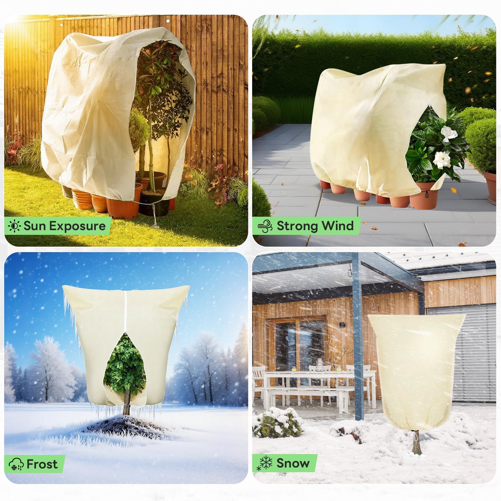 Cappuccio Protezione Piante Inverno 250 X 360 cm, alouweekuky, Traspirante 80 g/m² Telo per Piante Inverno Antigelo con Cerniera e Coulisse, Telo Copri Piante Antigelo Adatto per Le Palme