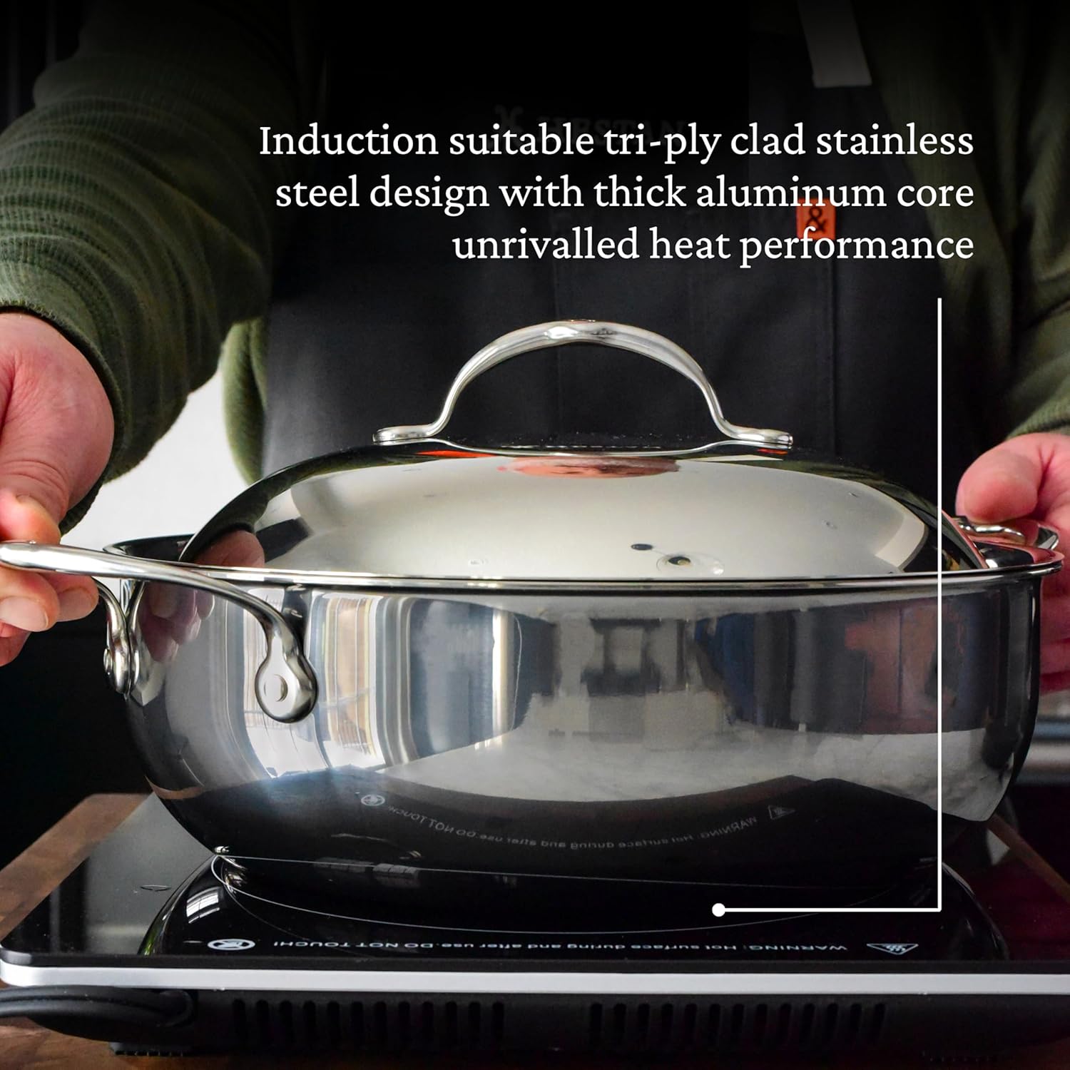 Hestan - NanoBond Collection - Stainless Steel Dutch Oven, Induction Cooktop Compatible, 5 Quart