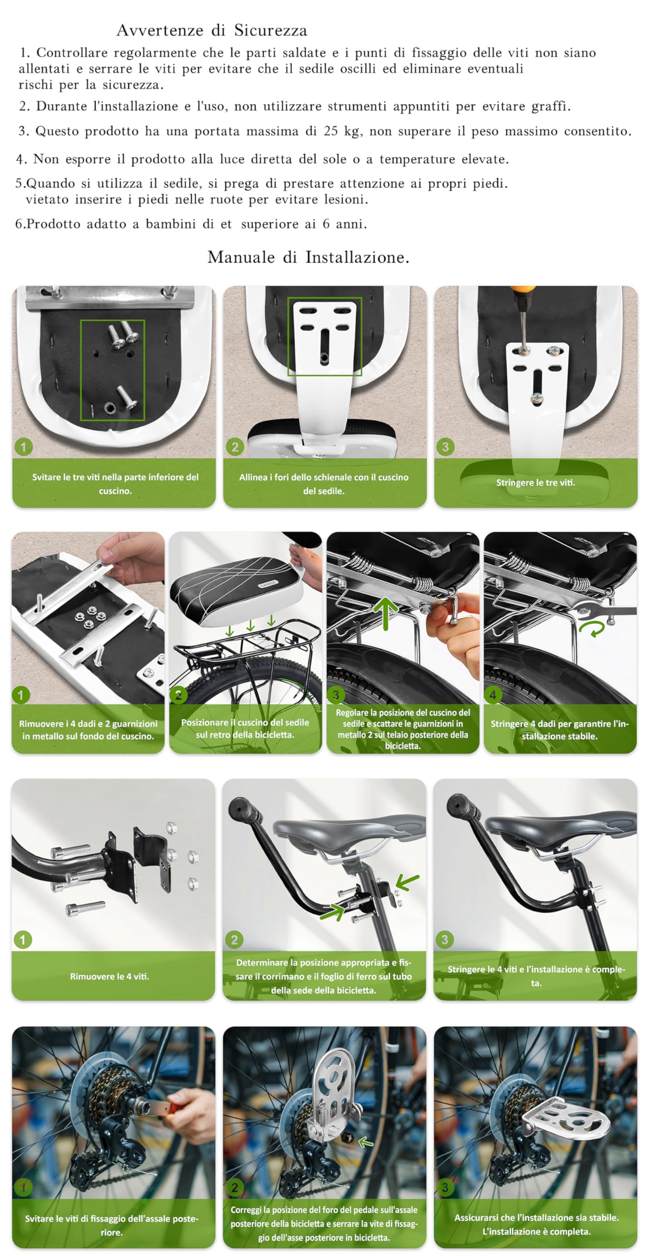 auvstar - Cuscino per Portapacchi della Bici per Il Trasporto di Bambini
