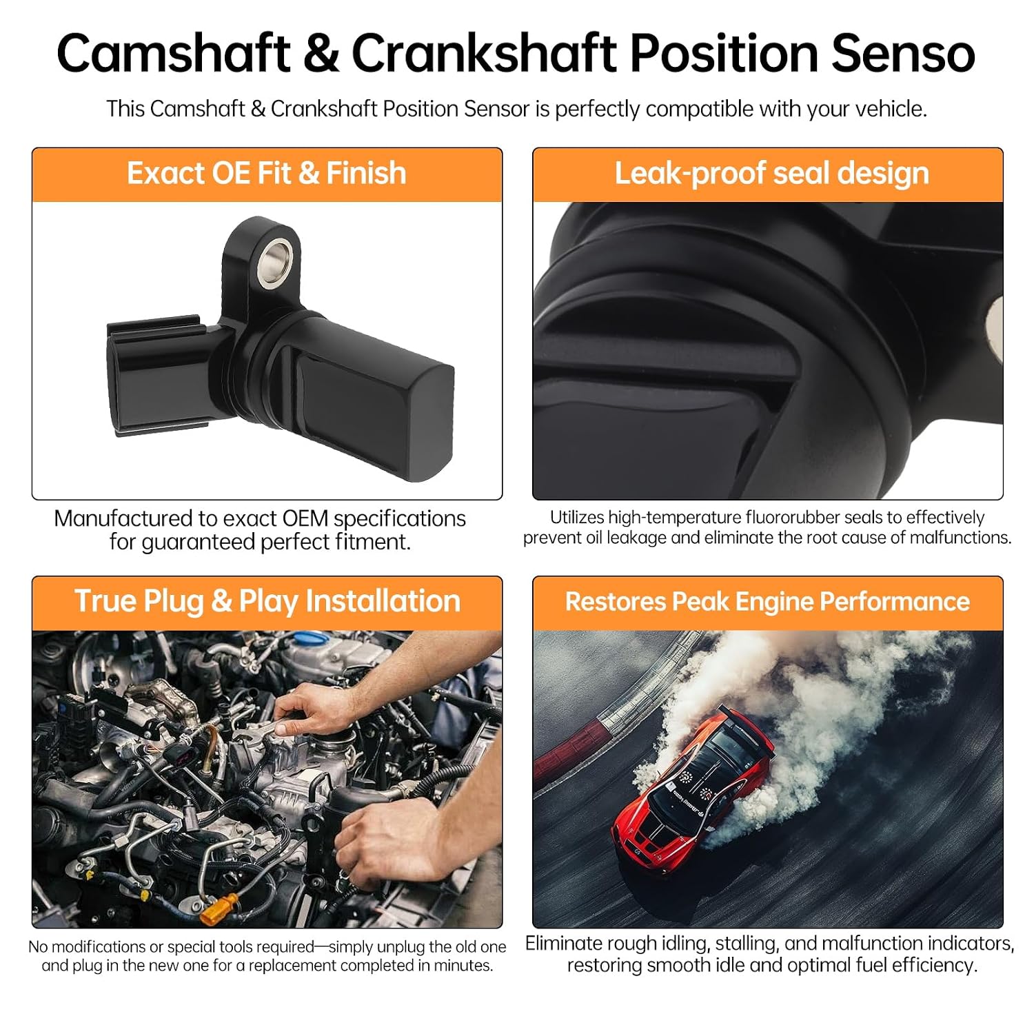3-Pack Camshaft & Crankshaft Position Sensor Kit Compatible with Nissan 350Z Altima Maxima Murano Pathfinder Frontier Quest Xterra Infiniti G35 FX35 M35 I35 3.5L 907-716, 917-704, 23731AL60A