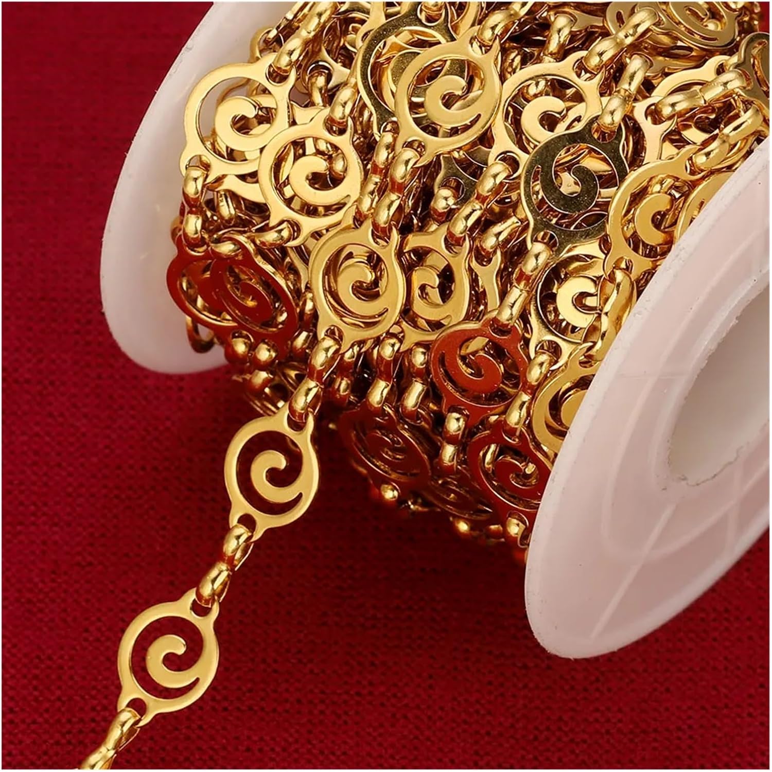 Stainless Steel Chain for Jewelry Making 5 Meters Stainless Steel Gold Spiral Link Chain Jewelry Making Supplies Materials Craft Chain for DIY Necklace Bracelet Accessories(Gold)