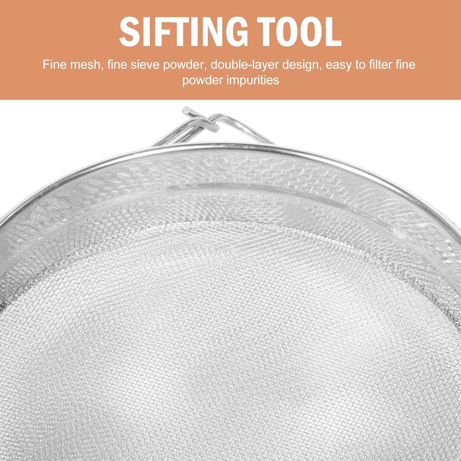 Double-layer Stainless Steel Honey and Flour Sieve Handheld Mesh Strainer for Kitchen Baking and Food Filtering