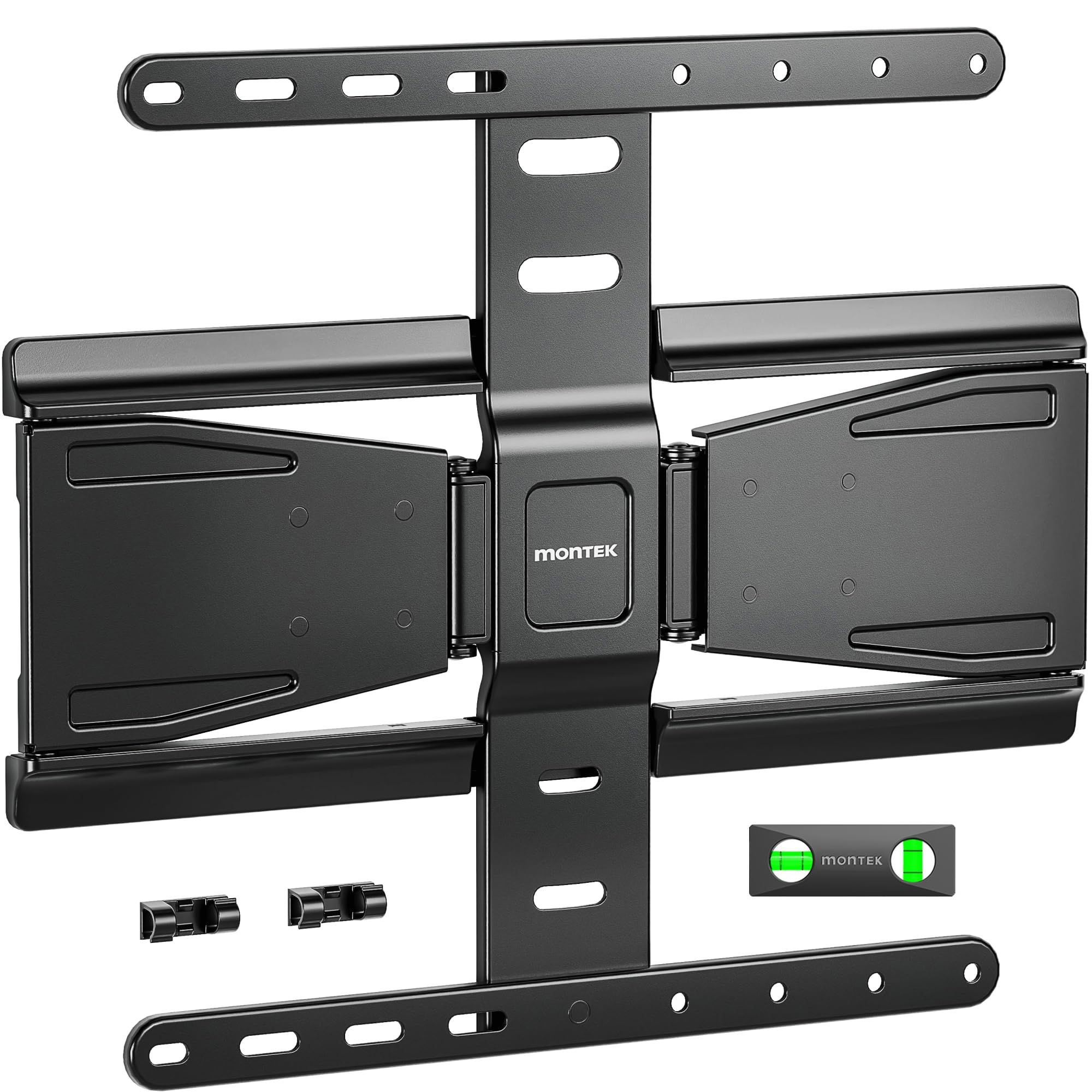 monTEK Staffa da parete ultra sottile da 0,8 pollici per TV da 37-75 pollici, supporto da parete per TV Full Moiton fino a 65 kg, staffa girevole e inclinabile per schermi piatti/curvi, VESA max 400 x