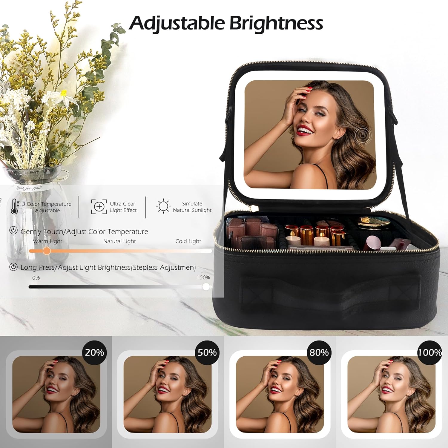 Makeup Bag with Lighted Mirror