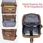 WITZMAN Canvas Travel Backpack for Men Large Laptop Backpack Fits 16 Inch | Expandable 32L to 42L, Carry-on Airline Approved Convertible Shoulder Rucksack, For Vacation, Overnight Trip, A6617 Brown