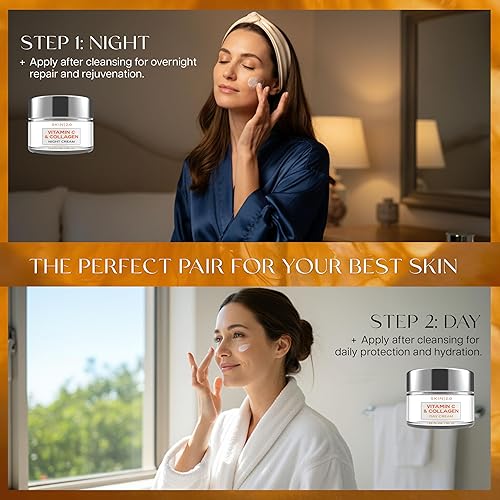 Miniatura 5 de Skin 2.0 Crema Facial de Vitamina C y Colágeno  Crema de día y noche antienvejecimiento para una piel suave y radiante, reafirma y restaura la tez